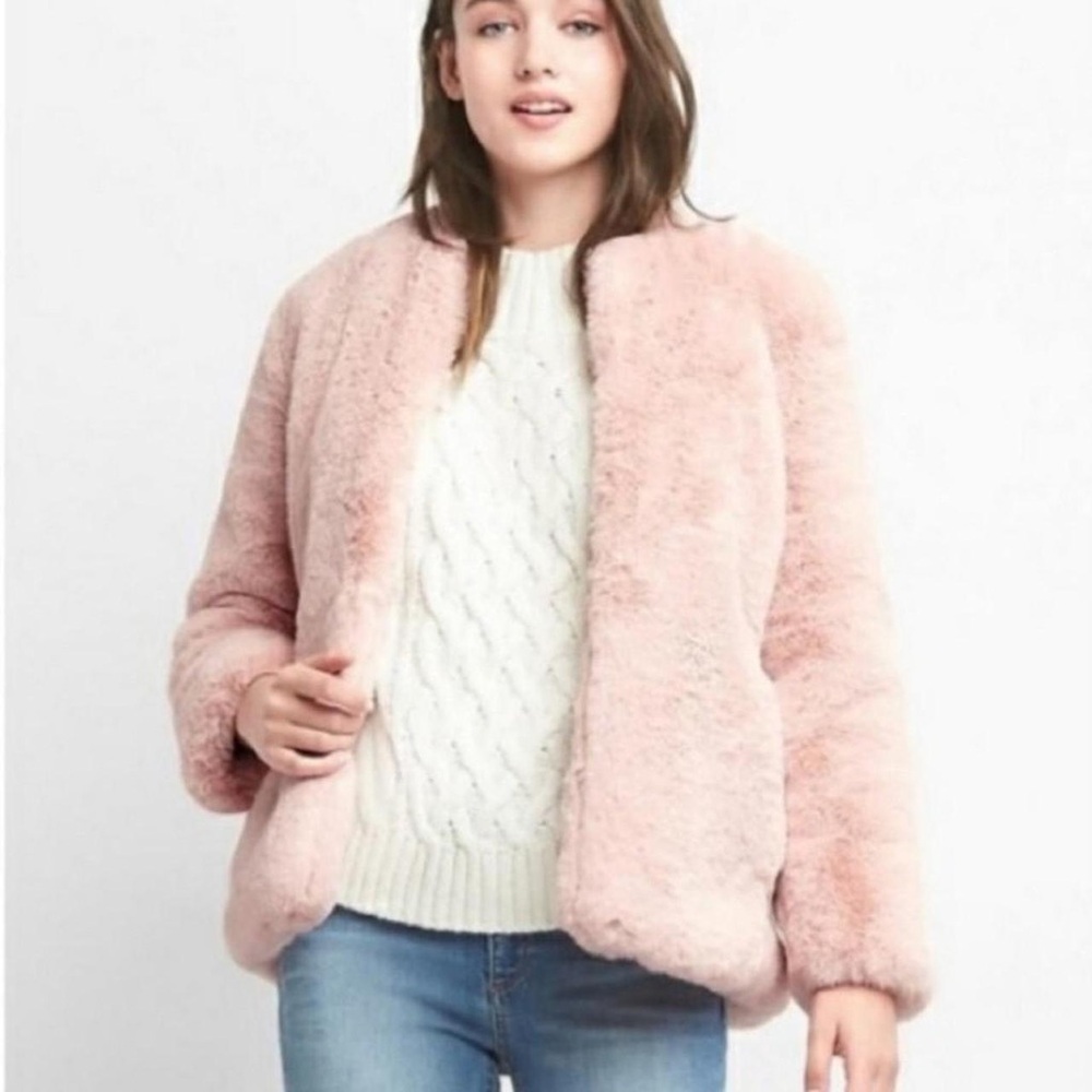 GAP Pink Teddy Jacket Plush Faux Fur